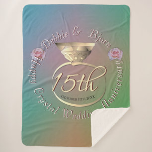 15th Crystal Wedding Anniversary Sherpa Blanket