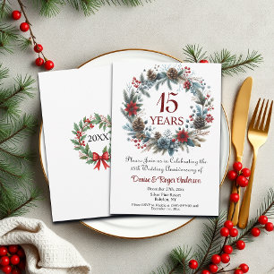 15th Crystal Wedding Anniversary Winter Invitation