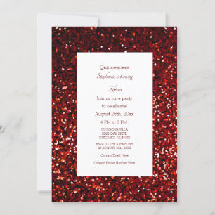 15th Fifteenth Birthday Burgundy Red Glitter 2024 Invitation