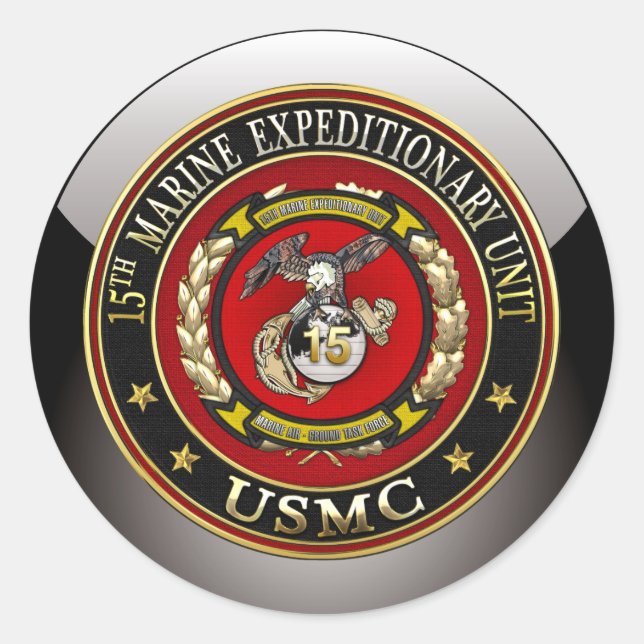 15th Marine Expeditionary Unit (15th MEU) [3D] Classic Round Sticker (Front)