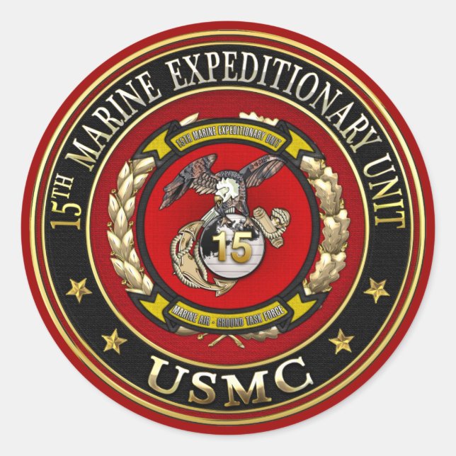 15th Marine Expeditionary Unit (15th MEU) [3D] Classic Round Sticker (Front)