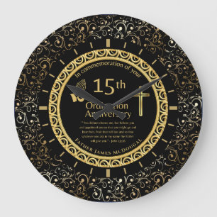 15TH Ordination Anniversary Priest PERSONALIZED  Large Clock