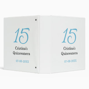 15th quinceanera birthday blue black bold letter n binder
