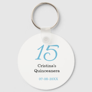 15th quinceanera birthday blue black bold letter n keychain