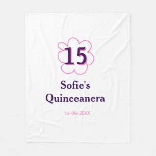 15th quinceanera happy birthday pink purple date fleece blanket