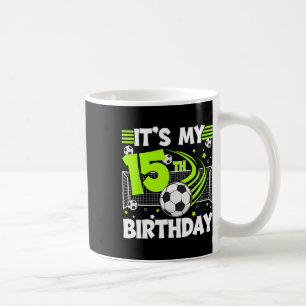 15th Soccer Birthday Party 15 Year Old Soccer Play Coffee Mug