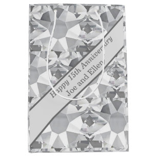 15th Wedding Anniversary, Crystal  Medium Gift Bag