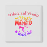 15th Wedding Anniversary Custom Names Magnet<br><div class="desc">Commemorate your fifteenth wedding anniversary with this custom magnet. Personalize the names in red text to your own or the couple who is celebrating this milestone. Great idea for a party favour too!</div>