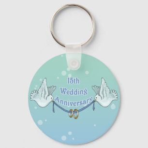 15th Wedding Anniversary Gifts Keychain