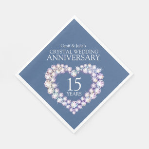15th Wedding Anniversary heart crystal custom Napkin