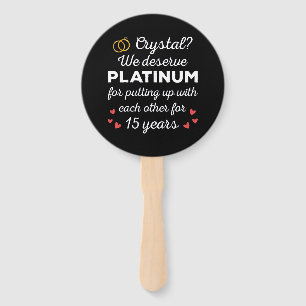 15th Wedding Anniversary I - Crystal Funny Couple Hand Fan