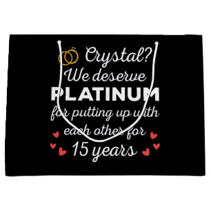 15th Wedding Anniversary I - Crystal Funny Couple Large Gift Bag