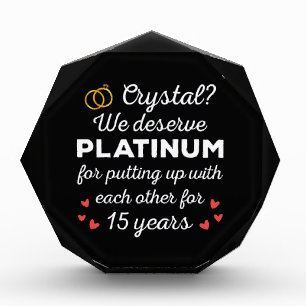15th Wedding Anniversary I - Crystal Funny Couple Photo Block