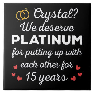 15th Wedding Anniversary I - Crystal Funny Couple Tile