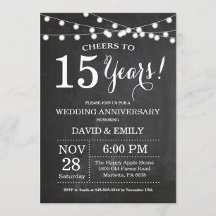 15th Wedding Anniversary Invitation Chalkboard