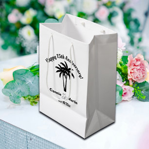 15th Wedding Anniversary Palm Trees Medium Gift Bag