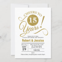 15th Wedding Anniversary Party - Gold White