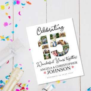15th Wedding Anniversary Photo Collage party Sign
