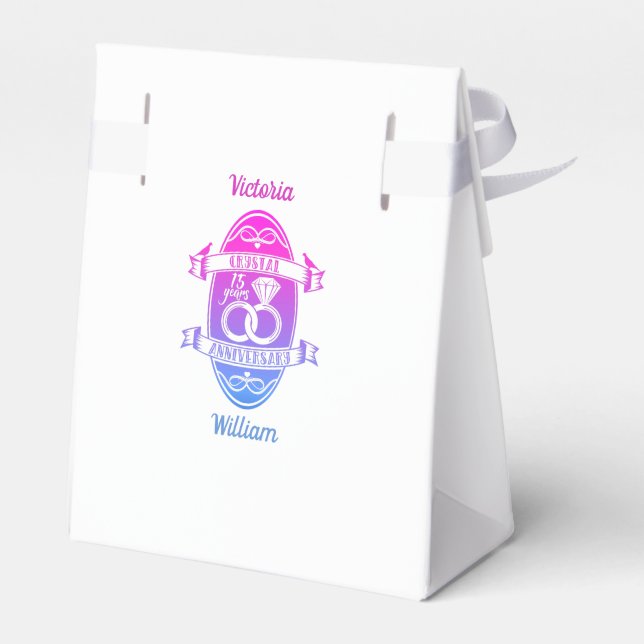 15th Year traditional crystal wedding anniversary Favor Box (Back Side)