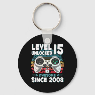 15yr Bday Son Boy Funny Gamer 15th 15 Year Old Bir Keychain