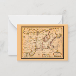 1600s New England Map of Native American Tribes Card