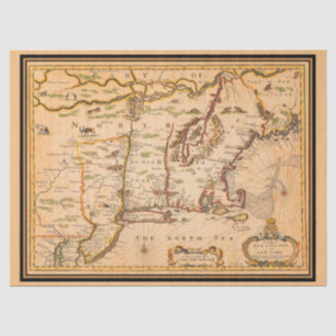 1600s New England Map of Native American Tribes Tissue Paper
