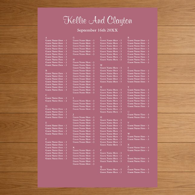 160 Burgundy Simple Wedding Seating Chart (Creator Uploaded)