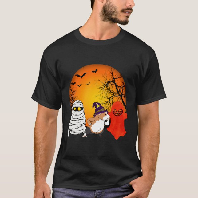 160 Guinea Pig Halloween Pumpkin T-Shirt (Front)
