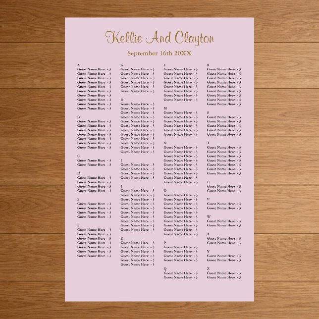 160 Purple Simple Wedding Seating Chart (Creator Uploaded)