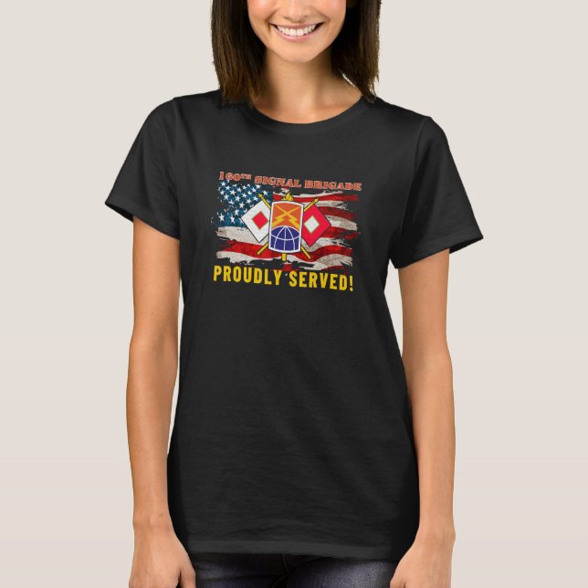 160th Signal Brigade Signal Corp American Flag Cam T-Shirt (Front)
