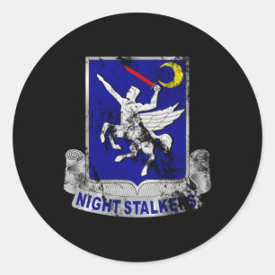 160Th Soar Nightstalkers Dui Distressed Worn Look Classic Round Sticker