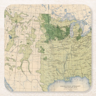 161 Barley/sq mile Square Paper Coaster