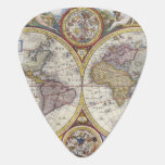 1626 Vintage World Map Guitar Pick<br><div class="desc">A new and accurate map of the world - from the early 1600s,  in colour</div>