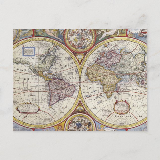 1626 Vintage World Map Postcard (Front)