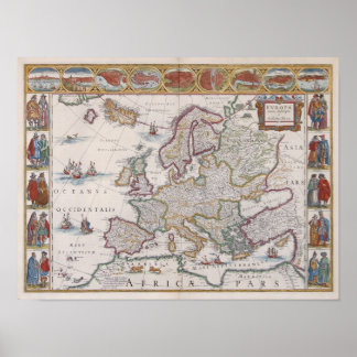 1630 Map of Europe Poster