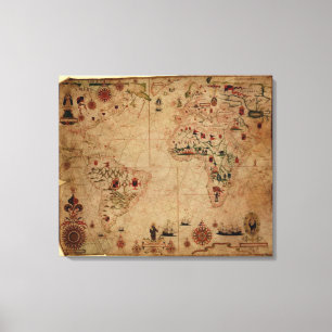 1633 Atantic Ocean Portolan Chart - Pascoal Roiz Canvas Print