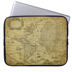 1635 World Map: Vintage Style Laptop Sleeve