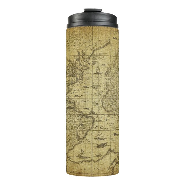 1635 World Map: Vintage Style Thermal Tumbler (Front)