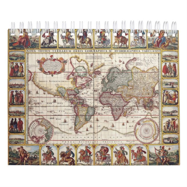 1652 Map of the World, Doncker Sea Atlas World Map Calendar (Cover)
