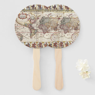 1652 Map of the World, Doncker Sea Atlas World Map Hand Fan