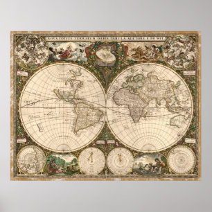 1660 Map of the World Poster