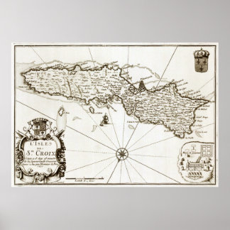 1671 St. Croix Virgin Islands Danish West Indi map Poster
