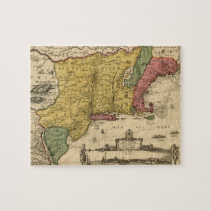 1685 Map - New Belgium, The New World, New England Jigsaw Puzzle