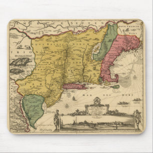 1685 Map - New Belgium, The New World, New England Mouse Pad