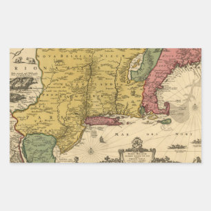 1685 Map - New Belgium, The New World, New England Sticker
