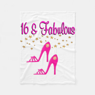 16 AND FABULOUS 16TH BIRTHDAY DESIGN FLEECE BLANKET