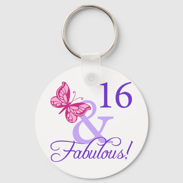 16 And Fabulous Birthday Keychain (Front)