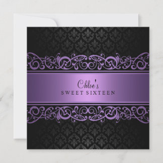 16 ans | Invitation pourpre et noire Damask