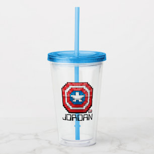 16-Bit Pixelated Captain America Shield Acrylic Tumbler