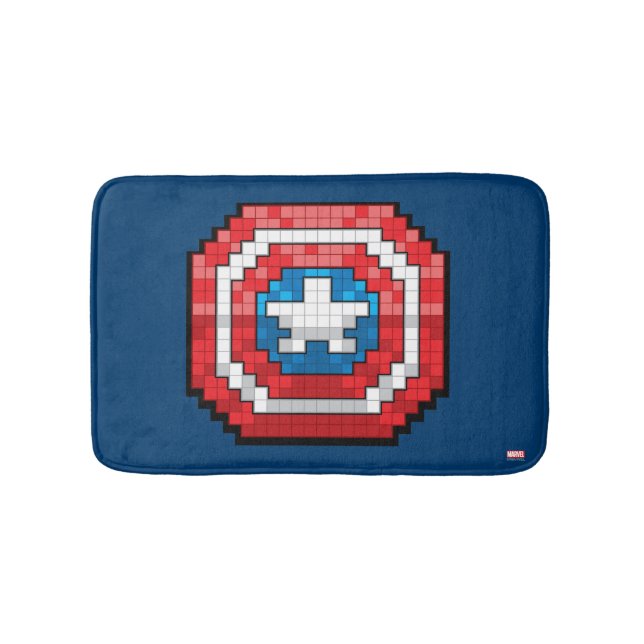 16-Bit Pixelated Captain America Shield Bath Mat (Front)